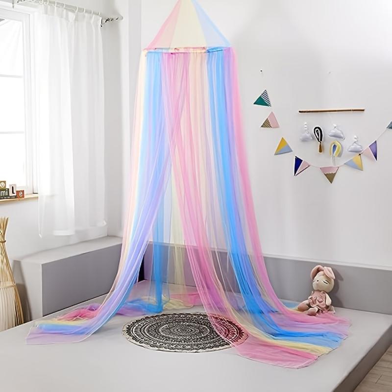 Rainbow Bed Canopy For Girls Princess Room Decor Hanging Net Canopy