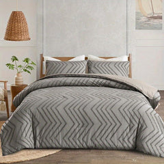 3pcs Soft Brushed Duvet Cover Set + 2 Pillowcases for Bedroom & Guest Room