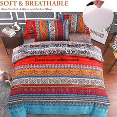 Boho Pattern Brushed Duvet Cover Set - Soft and Comfortable Bedding - 3pcs