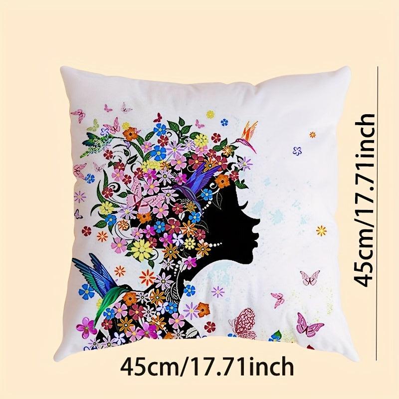 Nordic Butterfly Girl Printed Throw Pillow for Home Decor