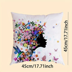 Nordic Butterfly Girl Printed Throw Pillow for Home Decor