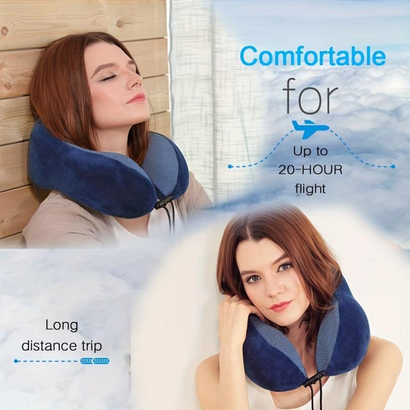 Memory Foam Travel Neck Pillow Set Soft Support for Airplane Car Home