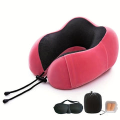 Memory Foam Travel Neck Pillow Set Soft Support for Airplane Car Home