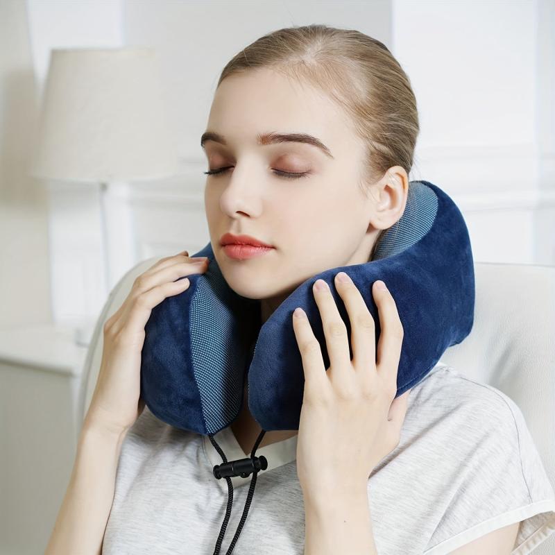 Memory Foam Travel Neck Pillow Set Soft Support for Airplane Car Home
