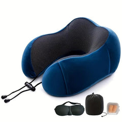Memory Foam Travel Neck Pillow Set Soft Support for Airplane Car Home