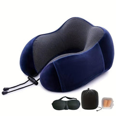 Memory Foam Travel Neck Pillow Set Soft Support for Airplane Car Home