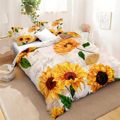 Vintage Sunflowers Duvet Cover Set 3pcs