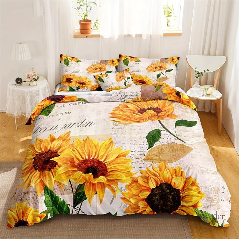 Vintage Sunflowers Duvet Cover Set 3pcs