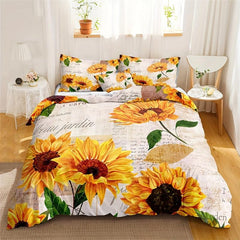 Vintage Sunflowers Duvet Cover Set 3pcs