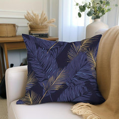 Golden Leaf Pillowcase Flannel Floral Pattern Printed for Home Sofas