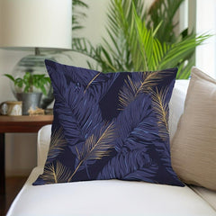 Golden Leaf Pillowcase Flannel Floral Pattern Printed for Home Sofas