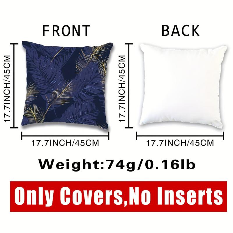 Golden Leaf Pillowcase Flannel Floral Pattern Printed for Home Sofas