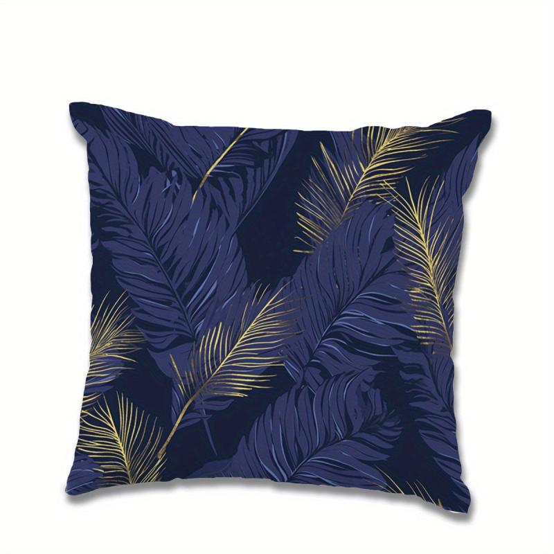 Golden Leaf Pillowcase Flannel Floral Pattern Printed for Home Sofas