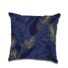 Golden Leaf Pillowcase Flannel Floral Pattern Printed for Home Sofas