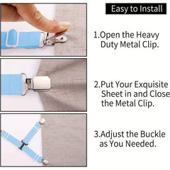 4pcs Bed Sheet Fixing Clip Non-slip Elastic Rope Fixing Artifact