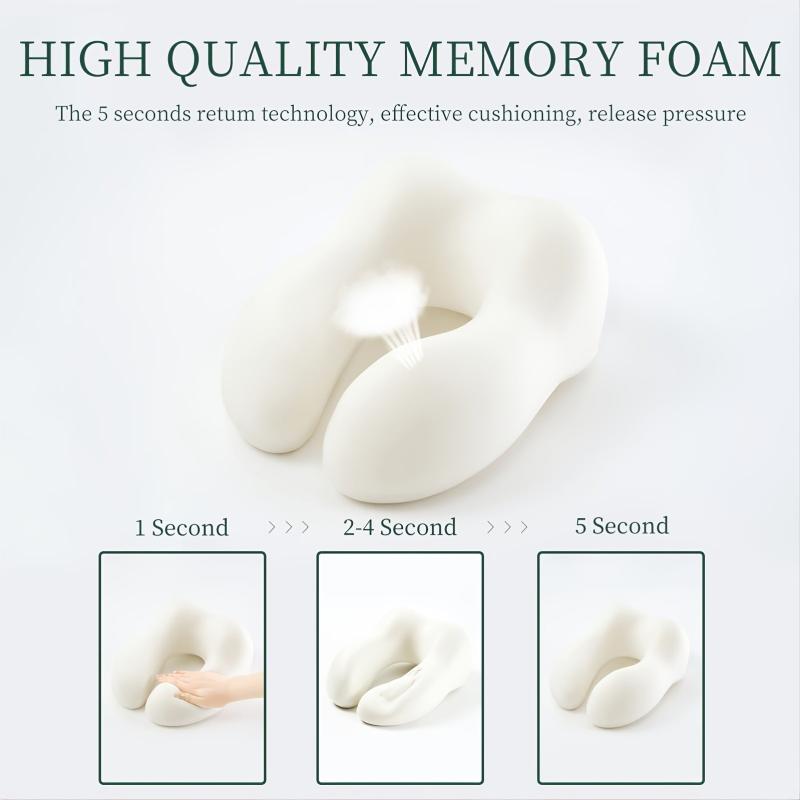 Memory Foam Travel Pillow Soft Velvet Cover Neck Support Earplugs Storage Bag