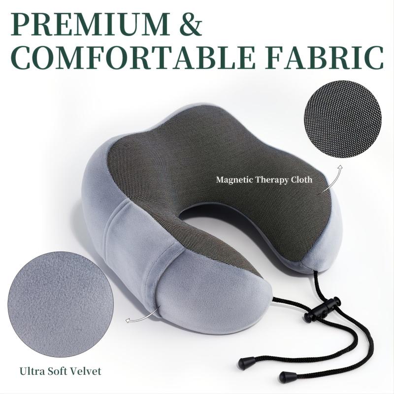 Memory Foam Travel Pillow Soft Velvet Cover Neck Support Earplugs Storage Bag