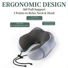 Memory Foam Travel Pillow Soft Velvet Cover Neck Support Earplugs Storage Bag