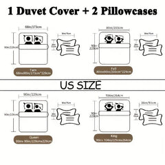 3pcs Halloween Theme Duvet Cover Set Colorful Cat Print Bedding Set