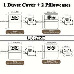 3pcs Halloween Theme Duvet Cover Set Colorful Cat Print Bedding Set