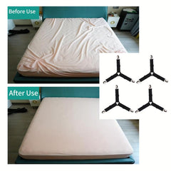 4pcs Triangle Bed Sheet Clip Anti-slip Fastener Mattress Elastic Rope