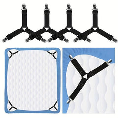 4pcs Triangle Bed Sheet Clip Anti-slip Fastener Mattress Elastic Rope