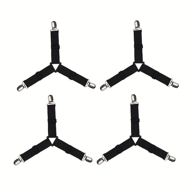 4pcs Triangle Bed Sheet Clip Anti-slip Fastener Mattress Elastic Rope