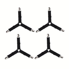 4pcs Triangle Bed Sheet Clip Anti-slip Fastener Mattress Elastic Rope