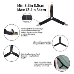 4pcs Triangle Bed Sheet Clip Anti-slip Fastener Mattress Elastic Rope
