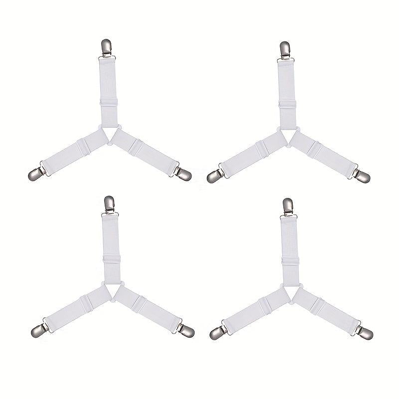 4pcs Triangle Bed Sheet Clip Anti-slip Fastener Mattress Elastic Rope