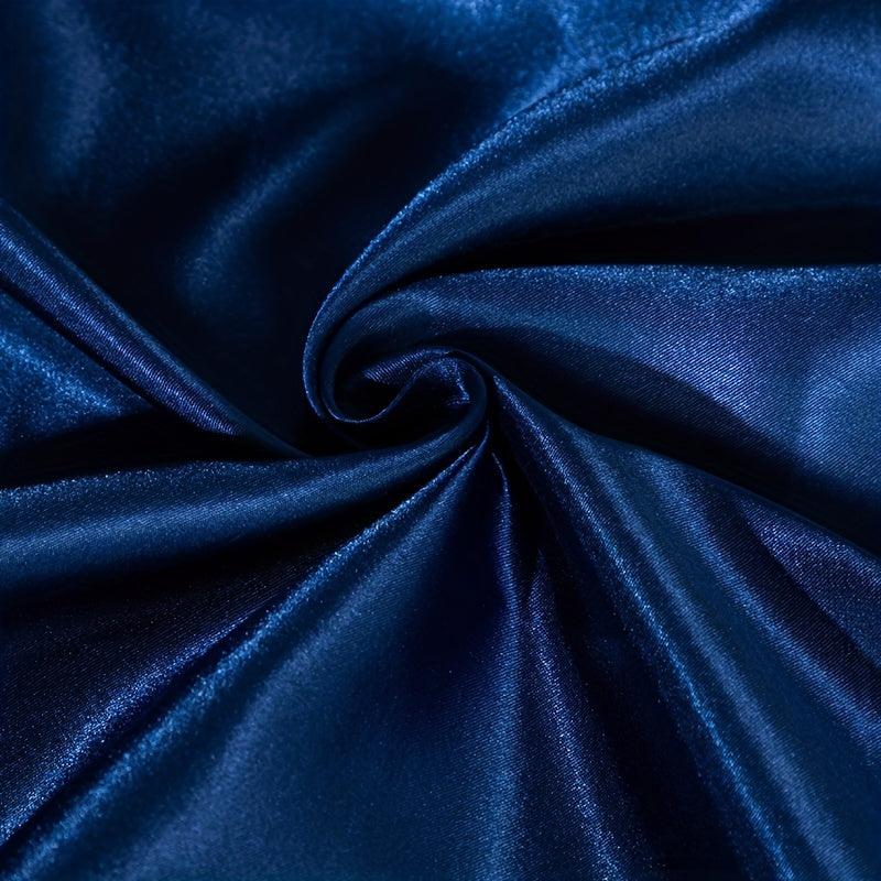 Navy Satin Fitted Sheet Dust Proof Soft Comfortable Mattress Protector