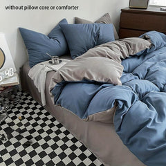 3pc Solid Duvet Cover Set Soft & Breathable Double Matching Bedding