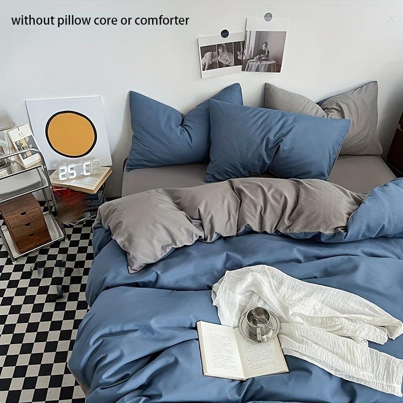3pc Solid Duvet Cover Set Soft & Breathable Double Matching Bedding