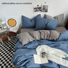 3pc Solid Duvet Cover Set Soft & Breathable Double Matching Bedding