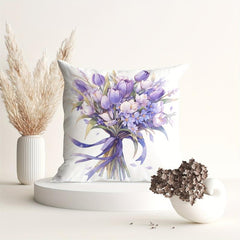 Purple Bouquet Pattern Pillowcase for Sofas and Chairs