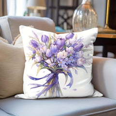 Purple Bouquet Pattern Pillowcase for Sofas and Chairs