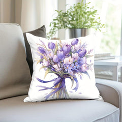 Purple Bouquet Pattern Pillowcase for Sofas and Chairs