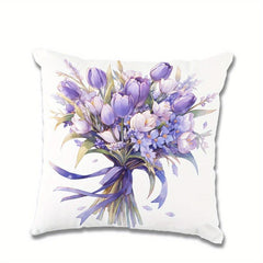 Purple Bouquet Pattern Pillowcase for Sofas and Chairs