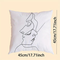Nordic Style Line Face Printed Pillow for Sofa Bedroom Living Room