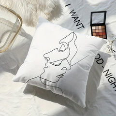 Nordic Style Line Face Printed Pillow for Sofa Bedroom Living Room
