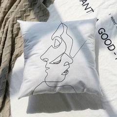 Nordic Style Line Face Printed Pillow for Sofa Bedroom Living Room
