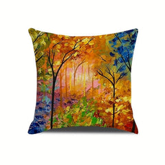 Geometric Tree Painting Cushion Cover - Set of 4