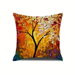 Geometric Tree Painting Cushion Cover - Set of 4