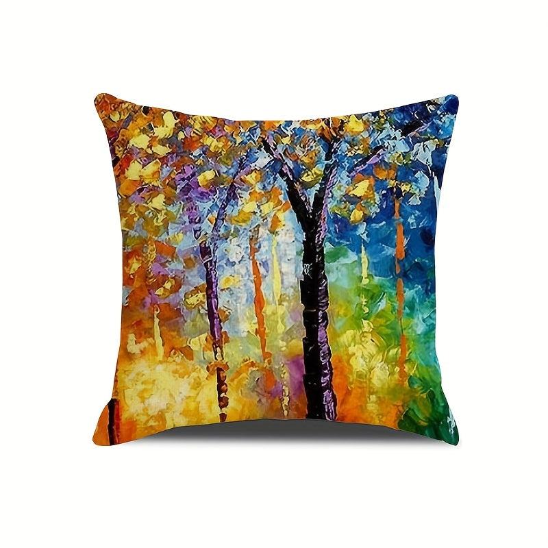 Geometric Tree Painting Cushion Cover - Set of 4