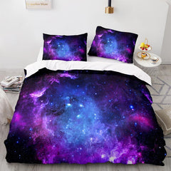 Galaxy Outer Space Themed Bedding Set Soft Comfortable Duvet Cover 3pcs