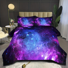 Galaxy Outer Space Themed Bedding Set Soft Comfortable Duvet Cover 3pcs