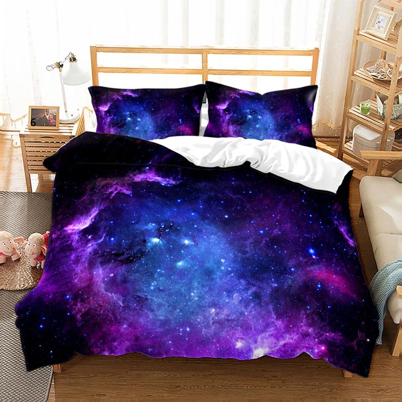 Galaxy Outer Space Themed Bedding Set Soft Comfortable Duvet Cover 3pcs