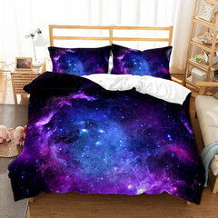 Galaxy Outer Space Themed Bedding Set Soft Comfortable Duvet Cover 3pcs