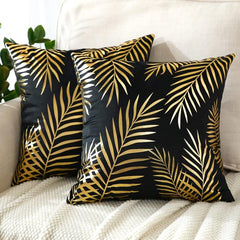 Golden Leaf Bronzing Throw Pillow Covers 18x18 Inch