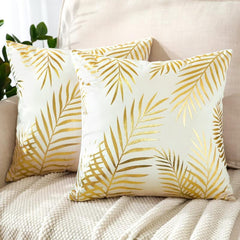Golden Leaf Bronzing Throw Pillow Covers 18x18 Inch